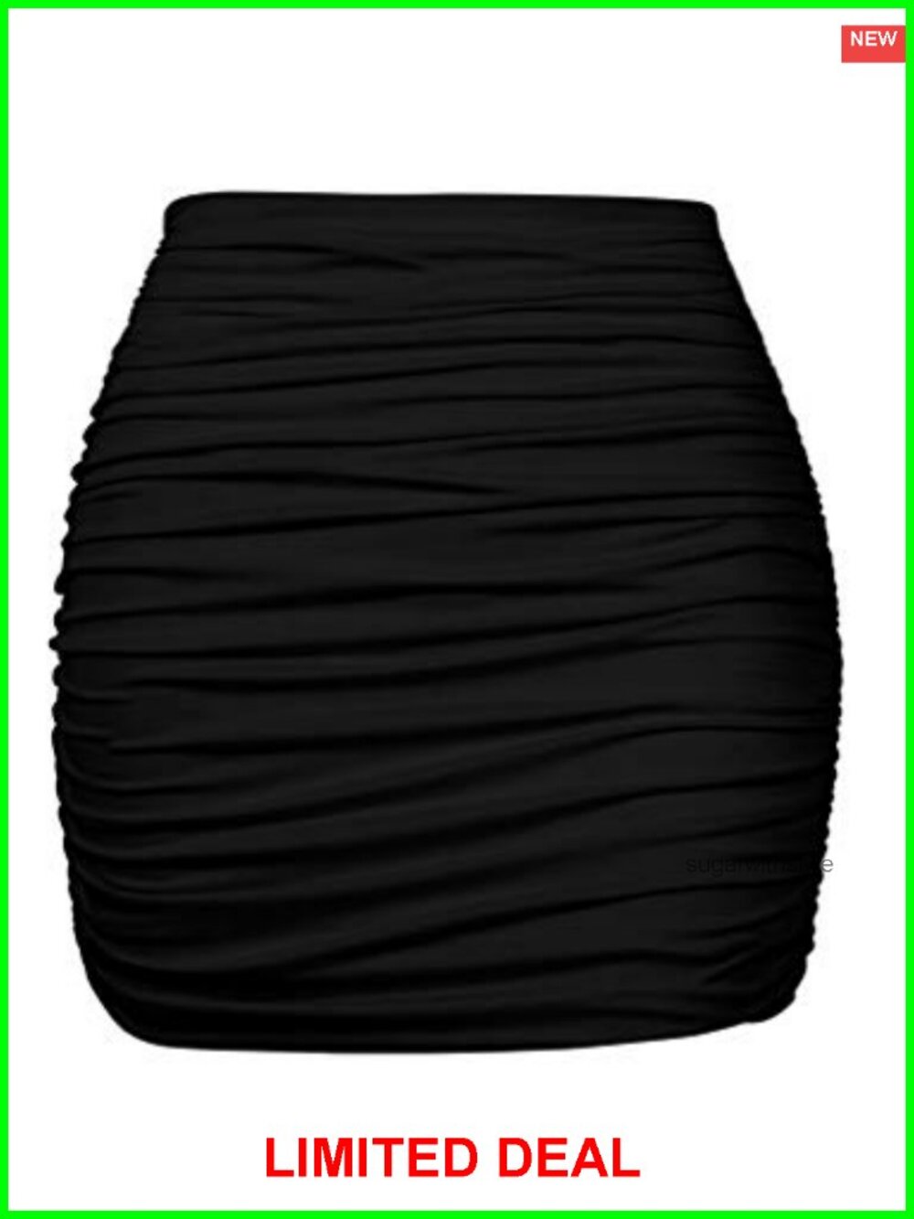 High Waist Ruched Bodycon Mini Club Skirt Polyester Spandex Stretchy